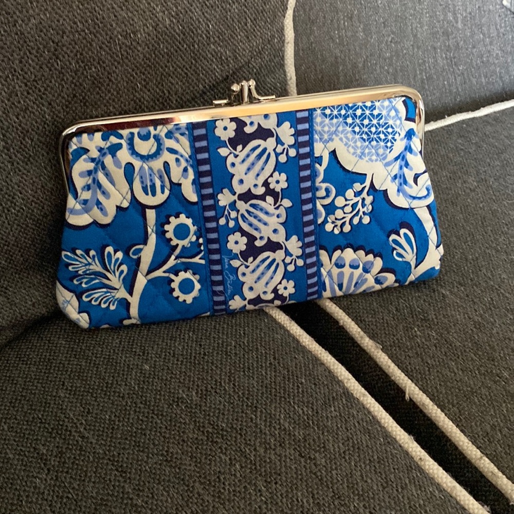Vera Bradley Blue Lagoon Double Kisslock Clutch Wallet NWOT